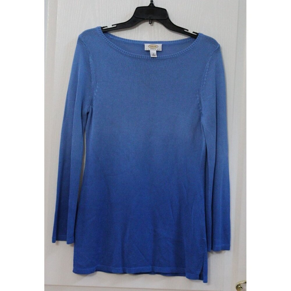 Talbots Sweater Size Small Gradient Blue Sweater Long Sleeve Pullover Tencel